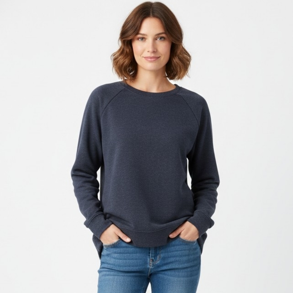 NWOT H by Halston High Low Blue Sweatshirt Pullover Sweater XS (Fits like S)